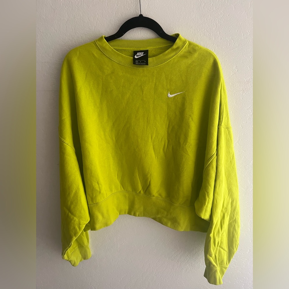 Nike Women's Sportswear Fleece Oversized Crew-Neck Sweatshirt in Lime Green